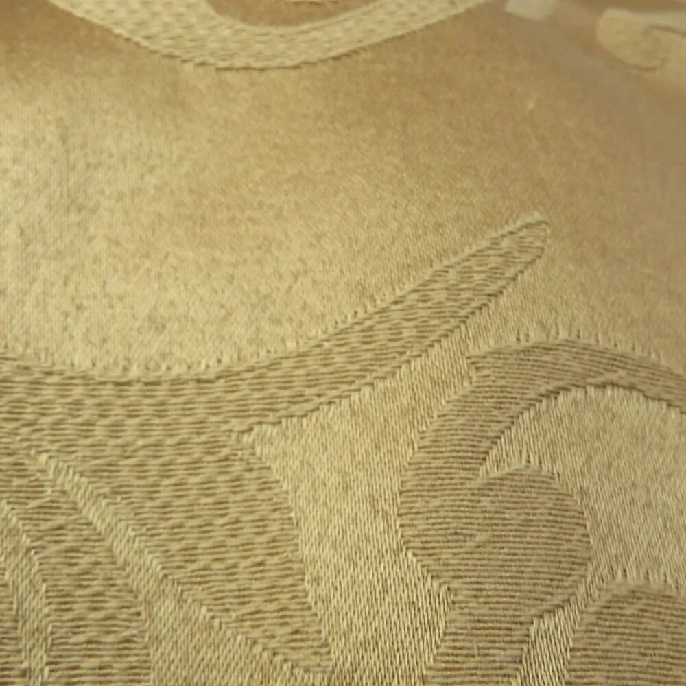 Vintage Warm Gold Jacquard Fabric (6) Dinner Napkins w Basket Weave underlay 16